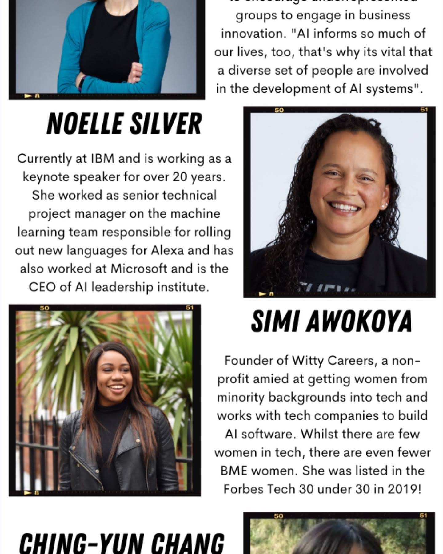 This slide is another snippet of the newsletter. It features pictures of influential people in the industry as well as a bio about each of them.