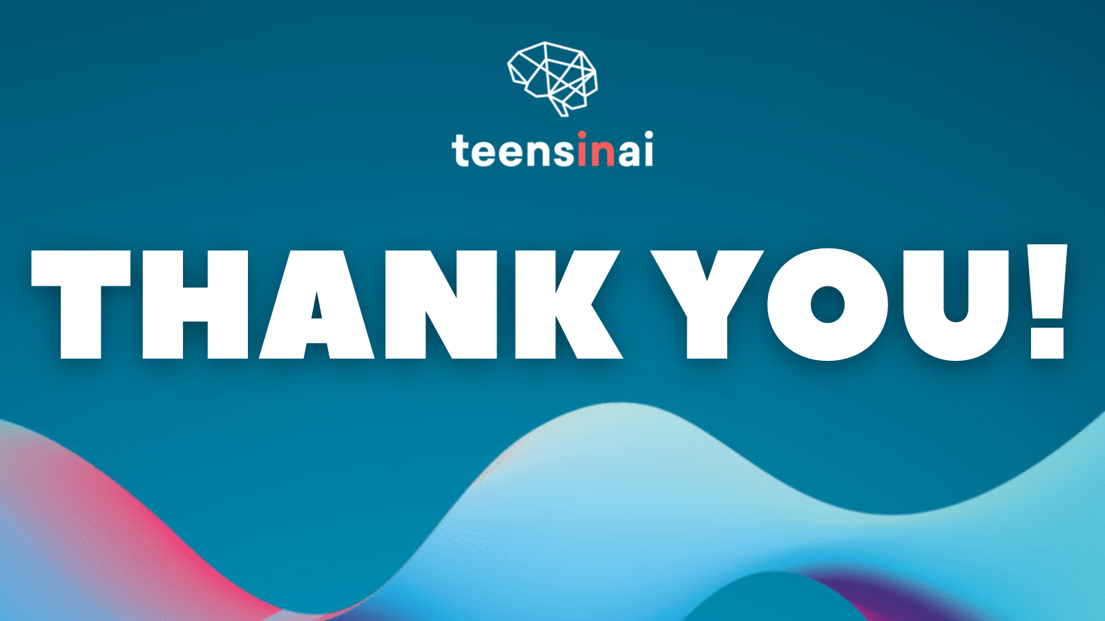 Blue background with white text that says 'Thank you!' in all caps.`